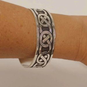 Sterling Silver 925 Cuff Bracelet with Celtic Knot Design